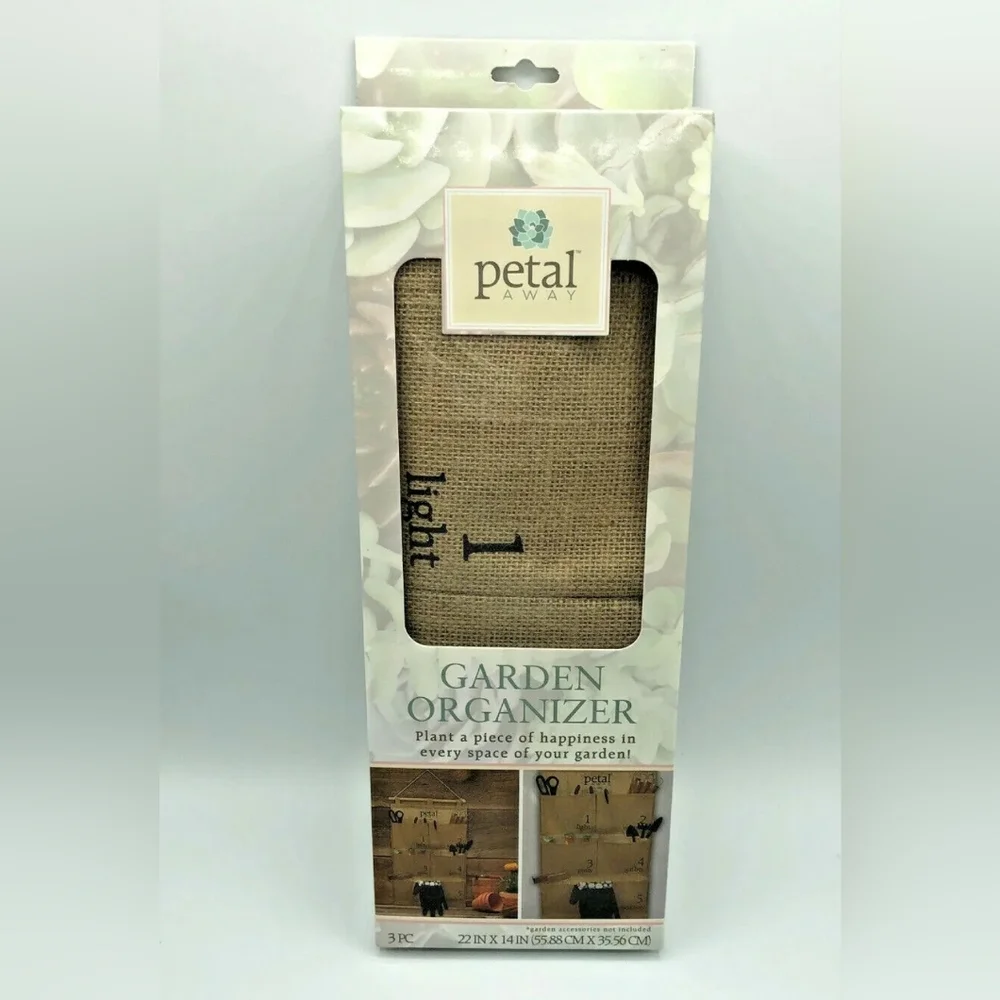 🆕️Petal Away Garden Burlap hanging Organizer 22”x14” Tools plant markers seeds